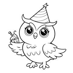 Cute vector illustration Owl hand drawn for kids coloring page
