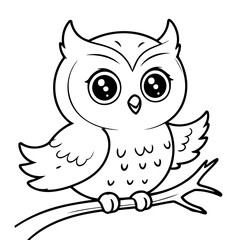 Cute vector illustration Owl drawing for toddlers book