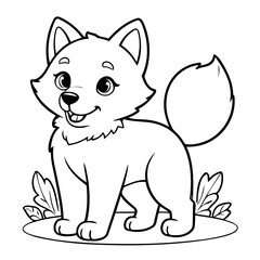 Cute vector illustration Wolf doodle for children worksheet