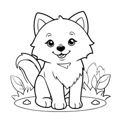 Simple vector illustration of Wolf drawing for toddlers book