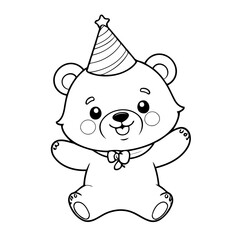 Cute vector illustration bear colouring page for kids
