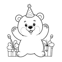 Cute vector illustration bear doodle for children worksheet