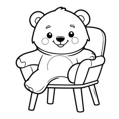 Cute vector illustration Bear for kids coloring activity page