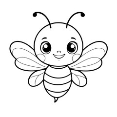 Simple vector illustration of Bee colouring page for kids