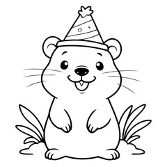 Simple vector illustration of Beaver for children colouring activity
