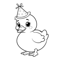 Vector illustration of a cute duck doodle for kids colouring page