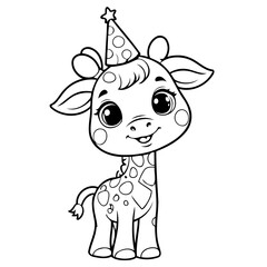 Cute vector illustration giraffe for children colouring activity