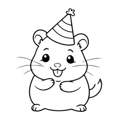 Cute vector illustration Hamster hand drawn for kids page