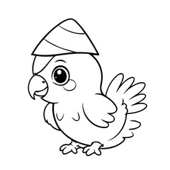 Vector illustration of a cute parrot doodle for toddlers worksheet