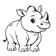 Cute vector illustration Rhino drawing for colouring page