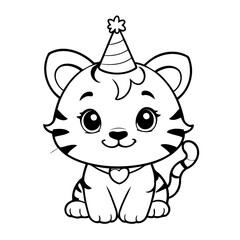 Simple vector illustration of tiger drawing for toddlers book