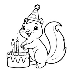 Simple vector illustration of squirrel for children colouring activity