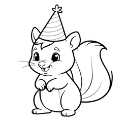 Cute vector illustration squirrel drawing for colouring page