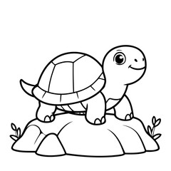 Cute vector illustration Turtle for kids colouring worksheet