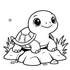 Cute vector illustration Turtle drawing for kids page