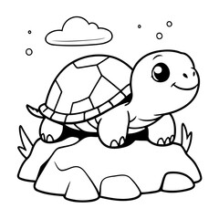 Simple vector illustration of Turtle hand drawn for toddlers