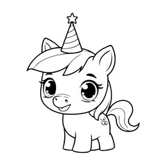 Simple vector illustration of Unicorn doodle for toddlers worksheet