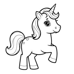 Simple vector illustration of Unicorn colouring page for kids