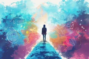 journey from education to career learning and growth concept aigenerated art