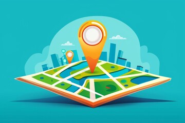 local seo concept map with pin point for business location digital marketing illustration