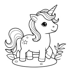 Cute vector illustration Unicorn doodle for kids coloring worksheet