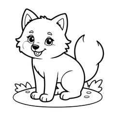 Simple vector illustration of Wolf drawing for kids colouring page