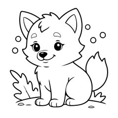 Vector illustration of a cute Wolf drawing for children page