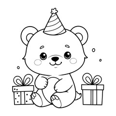 Simple vector illustration of bear drawing for kids page