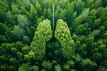 lungs shaped forest fresh air and healthy environment concept green nature photo illustration