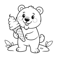 Fototapeta premium Cute vector illustration Bear colouring page for kids