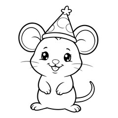 Vector illustration of a cute mouse doodle drawing for kids page