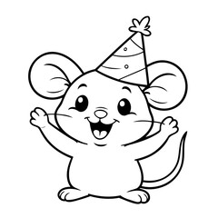 Cute vector illustration mouse doodle for toddlers worksheet