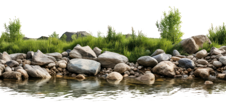 PNG River side landscape nature rock.