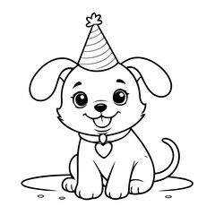 Cute vector illustration puppy drawing for kids colouring page