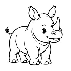 Cute vector illustration Rhino hand drawn for toddlers