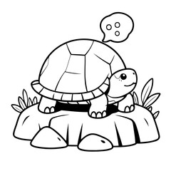 Vector illustration of a cute Turtle doodle for kids colouring page
