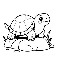 Vector illustration of a cute Turtle doodle for toddlers colouring page
