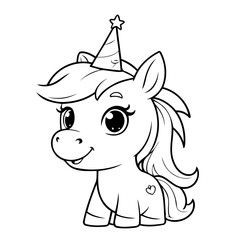 Simple vector illustration of unicorn doodle for toddlers worksheet