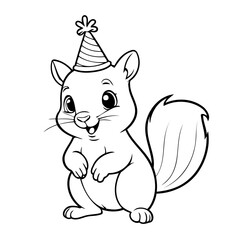 Simple vector illustration of squirrel drawing for children page