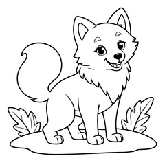 Cute vector illustration Wolf drawing for children page