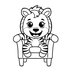 Fototapeta premium Cute vector illustration Zebra drawing for kids colouring page