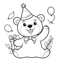Vector illustration of a cute Bear drawing for toddlers book