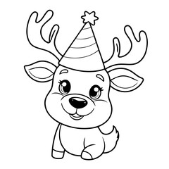 Cute vector illustration reindeer for kids colouring page