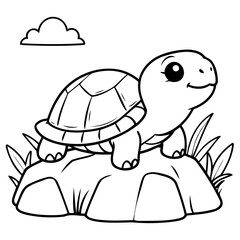 Cute vector illustration Turtle doodle for kids colouring page