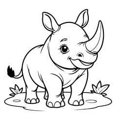 Simple vector illustration of Rhino for children colouring activity