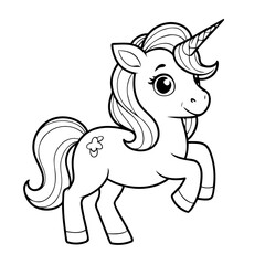 Simple vector illustration of Unicorn drawing for toddlers book