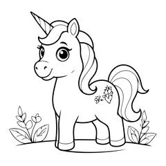 Cute vector illustration Unicorn drawing colouring activity