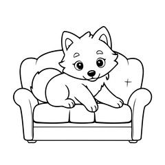 Vector illustration of a cute Wolf drawing for toddlers colouring page