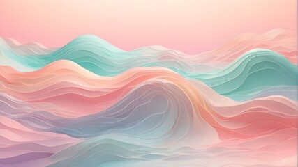 Gentle pastel waves set against a subtle abstract background. hues in gradients. for creating products or apps.