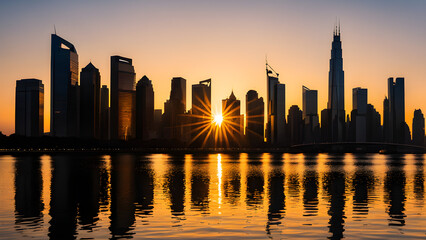 Obraz premium sunset over the city